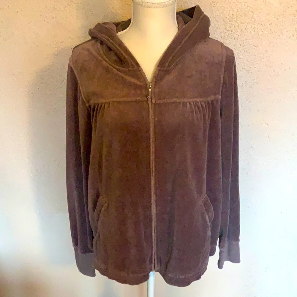 Juicy Couture brown velour zip up hoodie